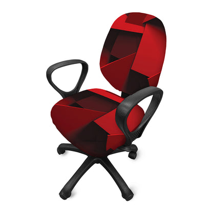 Red Geometric Print Office Chair Cover