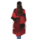 Red Geometric Print Open Front Beach Cover Up