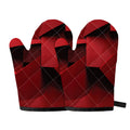 Red Geometric Print Oven Mitts