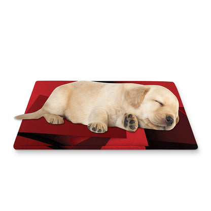 Red Geometric Print Pet Cooling Mat Cover