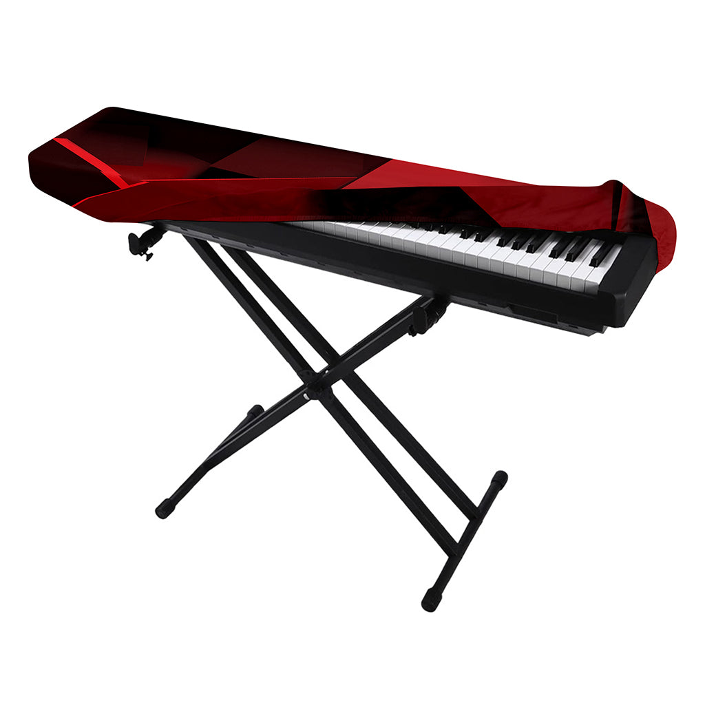 Red Geometric Print Piano Keyboard Cover