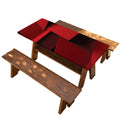 Red Geometric Print Picnic Table Cover