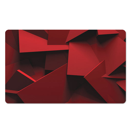 Red Geometric Print Polyester Doormat