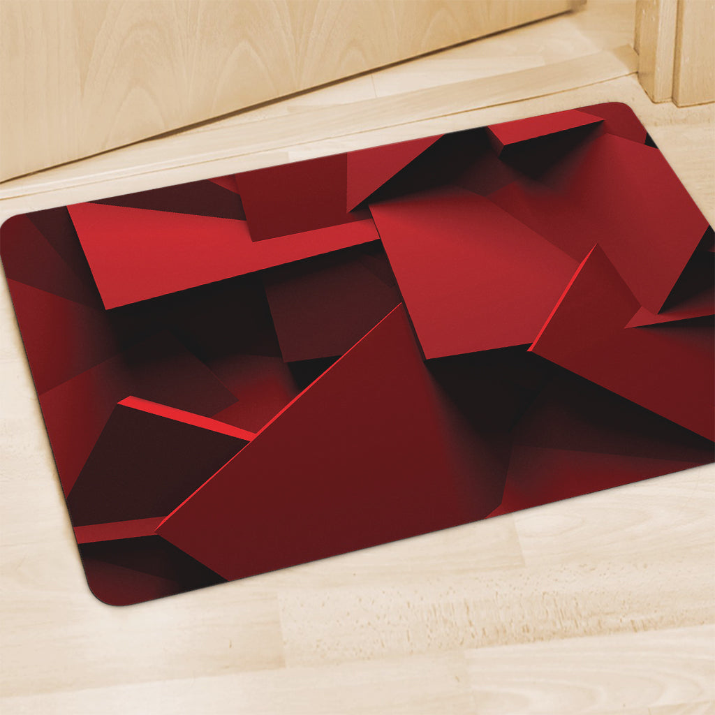 Red Geometric Print Polyester Doormat