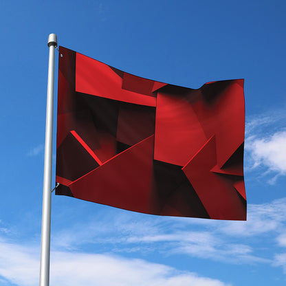 Red Geometric Print Polyester Flag
