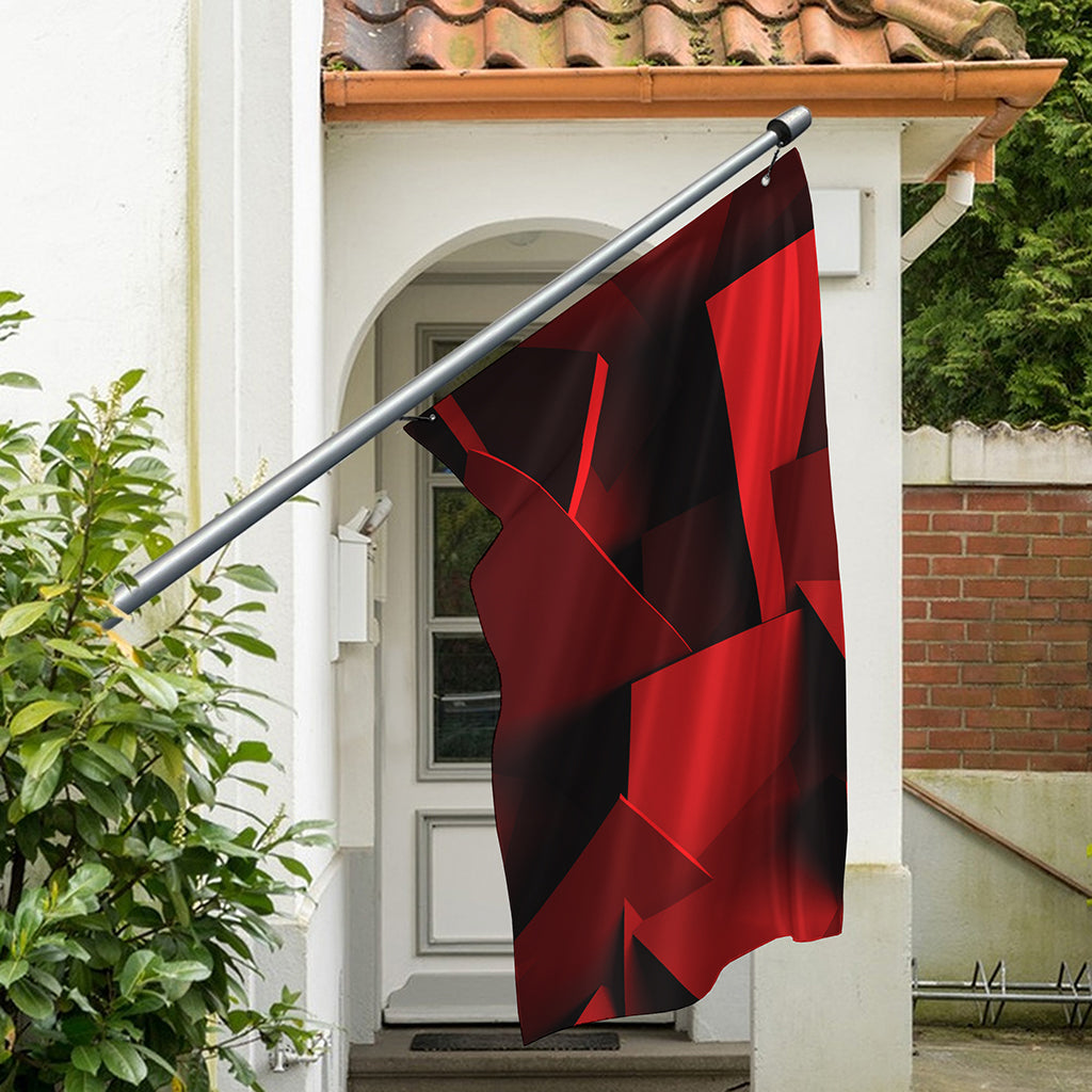 Red Geometric Print Polyester Flag