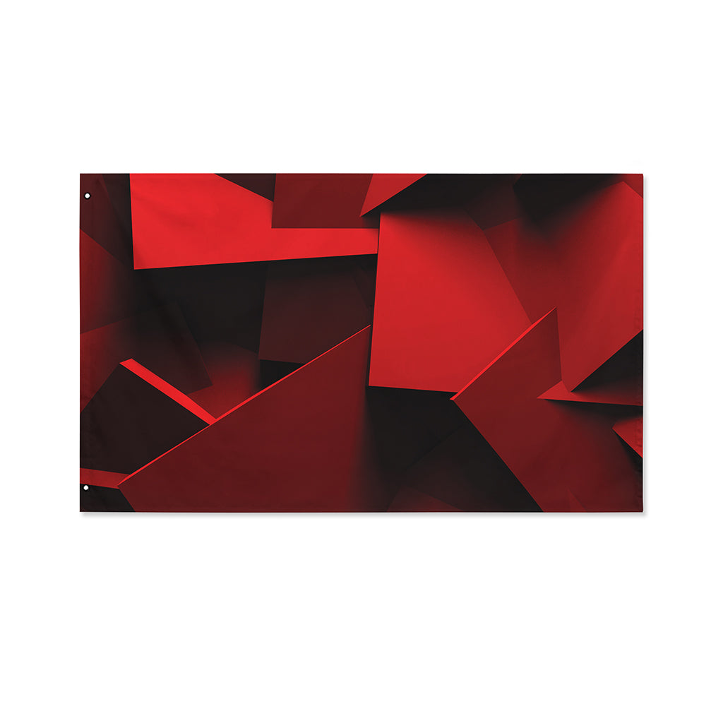 Red Geometric Print Polyester Flag