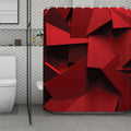 Red Geometric Print Polyester Shower Curtain