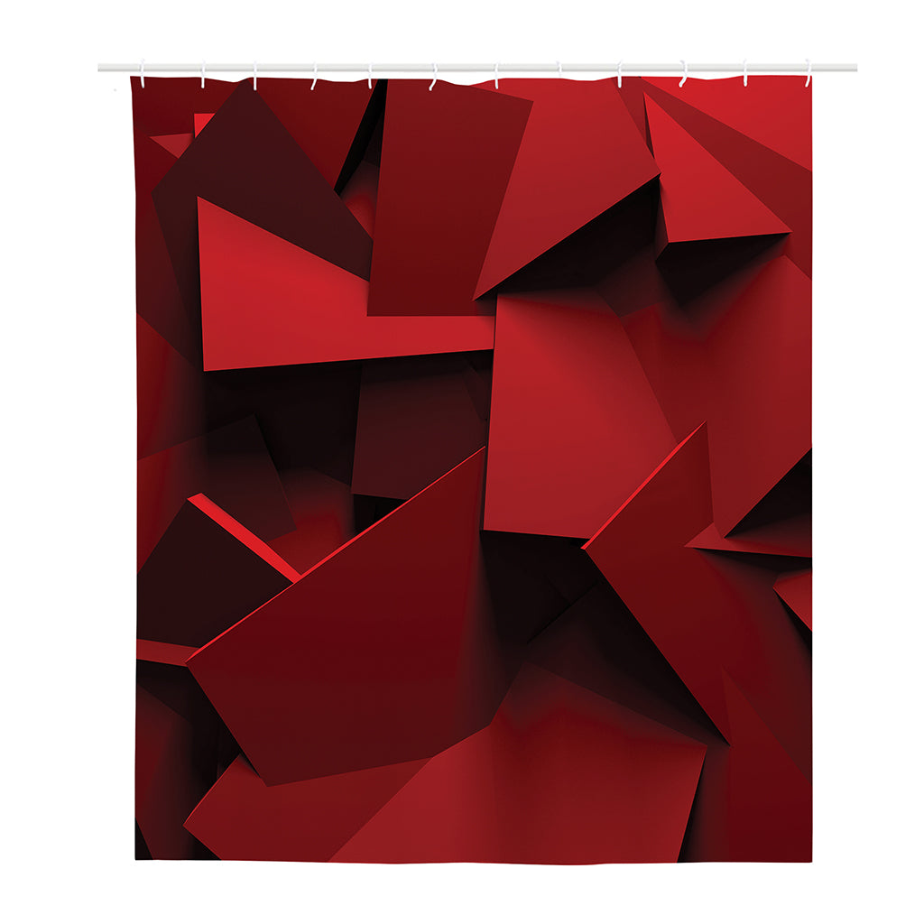 Red Geometric Print Polyester Shower Curtain
