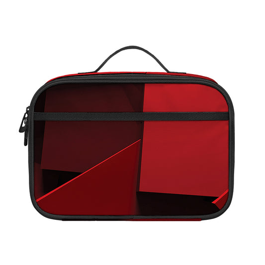Red Geometric Print Portable Lunch Bag
