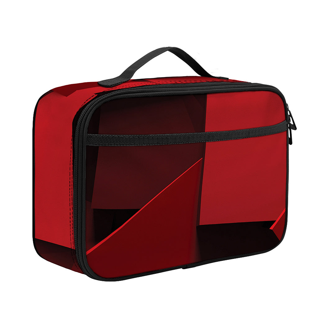 Red Geometric Print Portable Lunch Bag