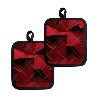Red Geometric Print Pot Holders