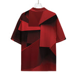 Red Geometric Print Rayon Hawaiian Shirt