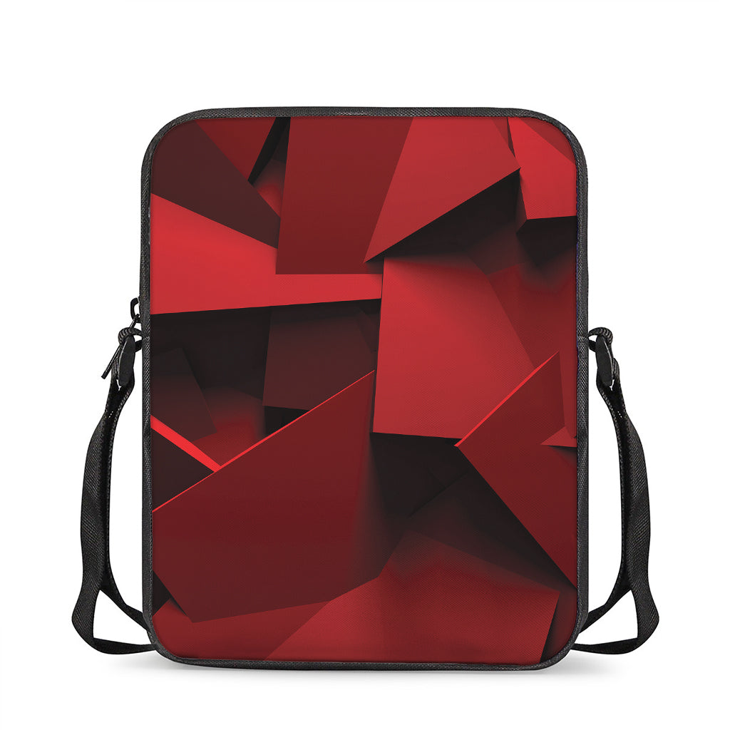 Red Geometric Print Rectangular Crossbody Bag