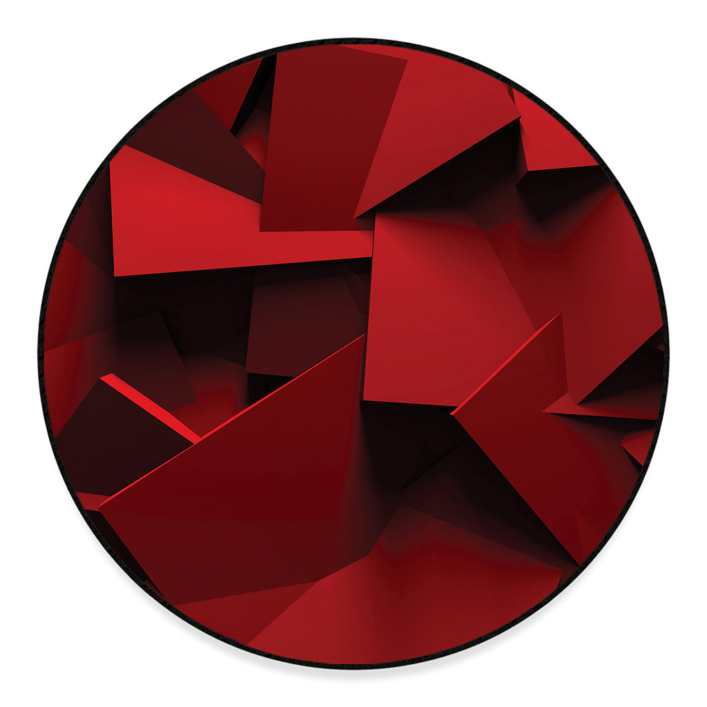 Red Geometric Print Round Floor Mat