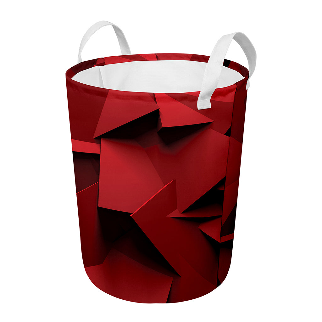 Red Geometric Print Round Laundry Basket