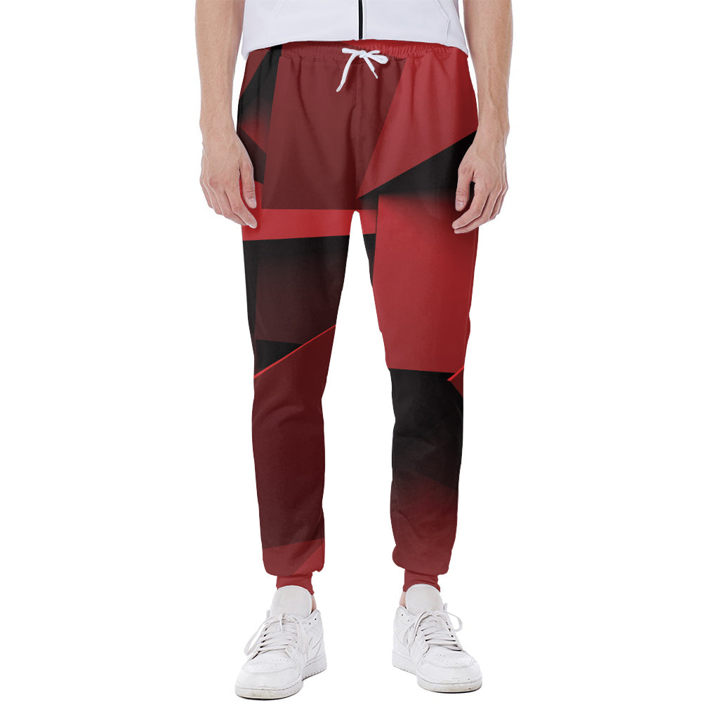 Red Geometric Print Scuba Joggers