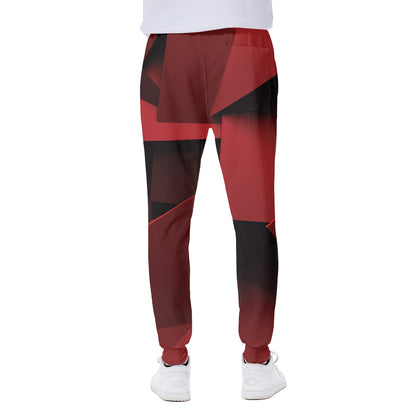 Red Geometric Print Scuba Joggers