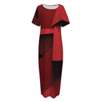 Red Geometric Print Short Sleeve Long Nightdress