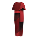Red Geometric Print Short Sleeve Long Nightdress