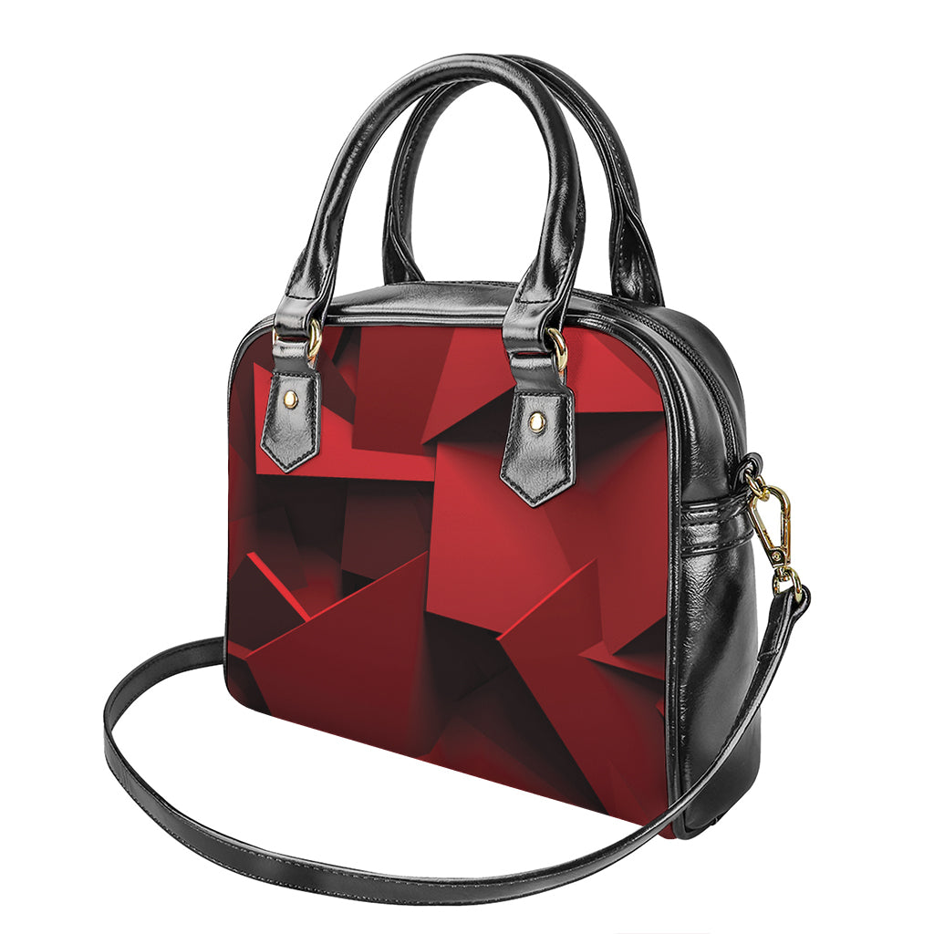 Red Geometric Print Shoulder Handbag