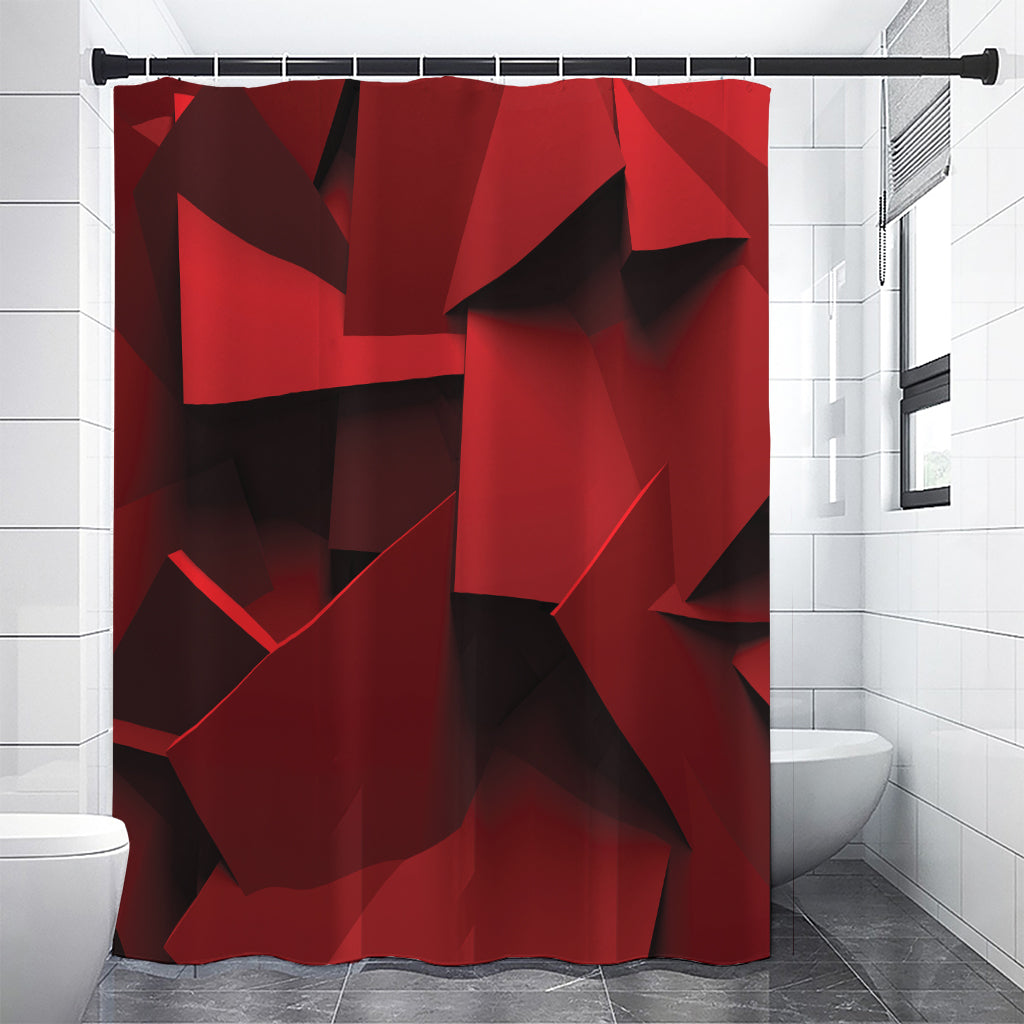 Red Geometric Print Shower Curtain