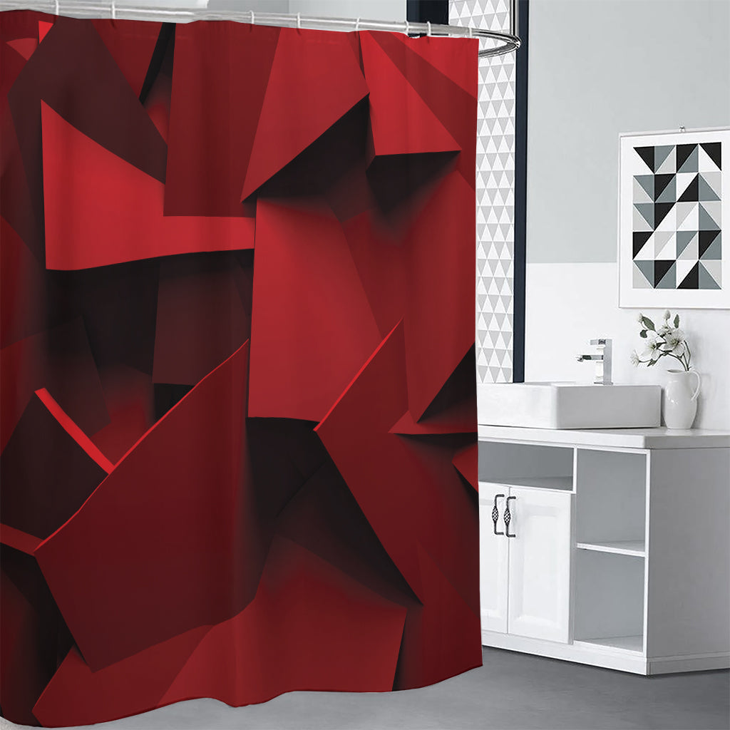 Red Geometric Print Shower Curtain