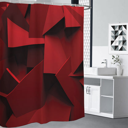 Red Geometric Print Shower Curtain