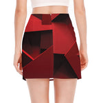 Red Geometric Print Side Slit Mini Skirt