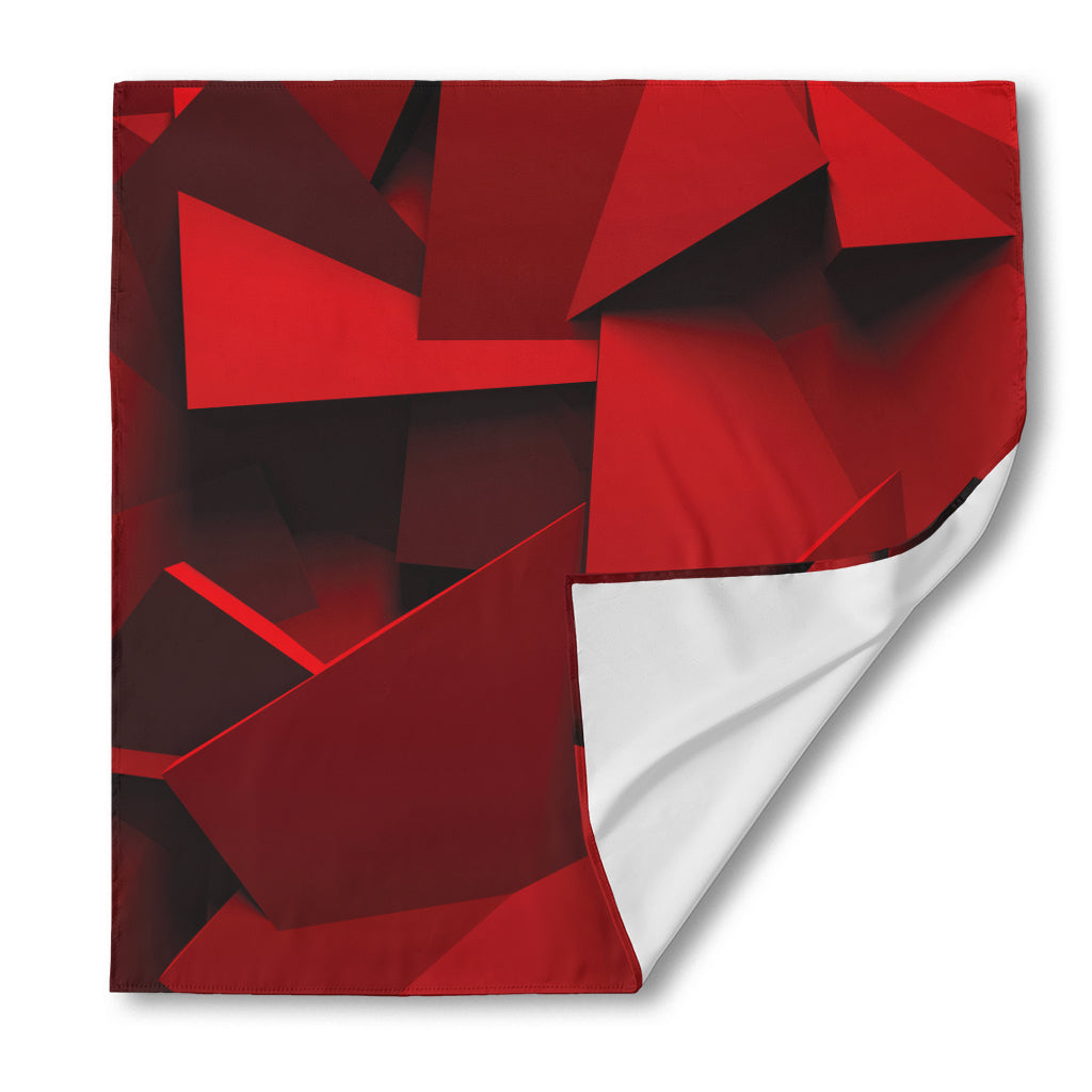 Red Geometric Print Silk Bandana