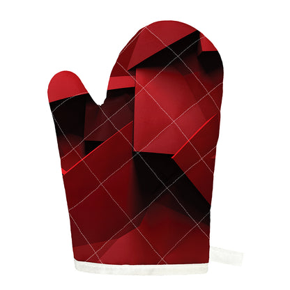 Red Geometric Print Single Oven Mitt