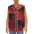 Red Geometric Print Sleeveless Baseball Jersey