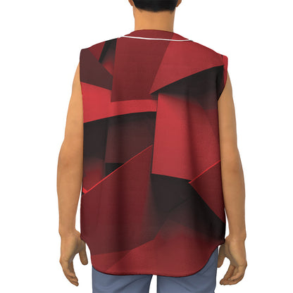 Red Geometric Print Sleeveless Baseball Jersey