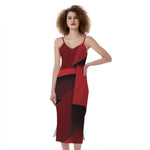 Red Geometric Print Slim Fit Midi Cami Dress