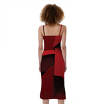 Red Geometric Print Slim Fit Midi Cami Dress
