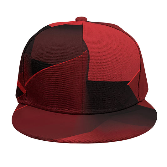 Red Geometric Print Snapback Cap