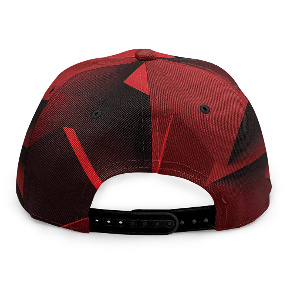 Red Geometric Print Snapback Cap