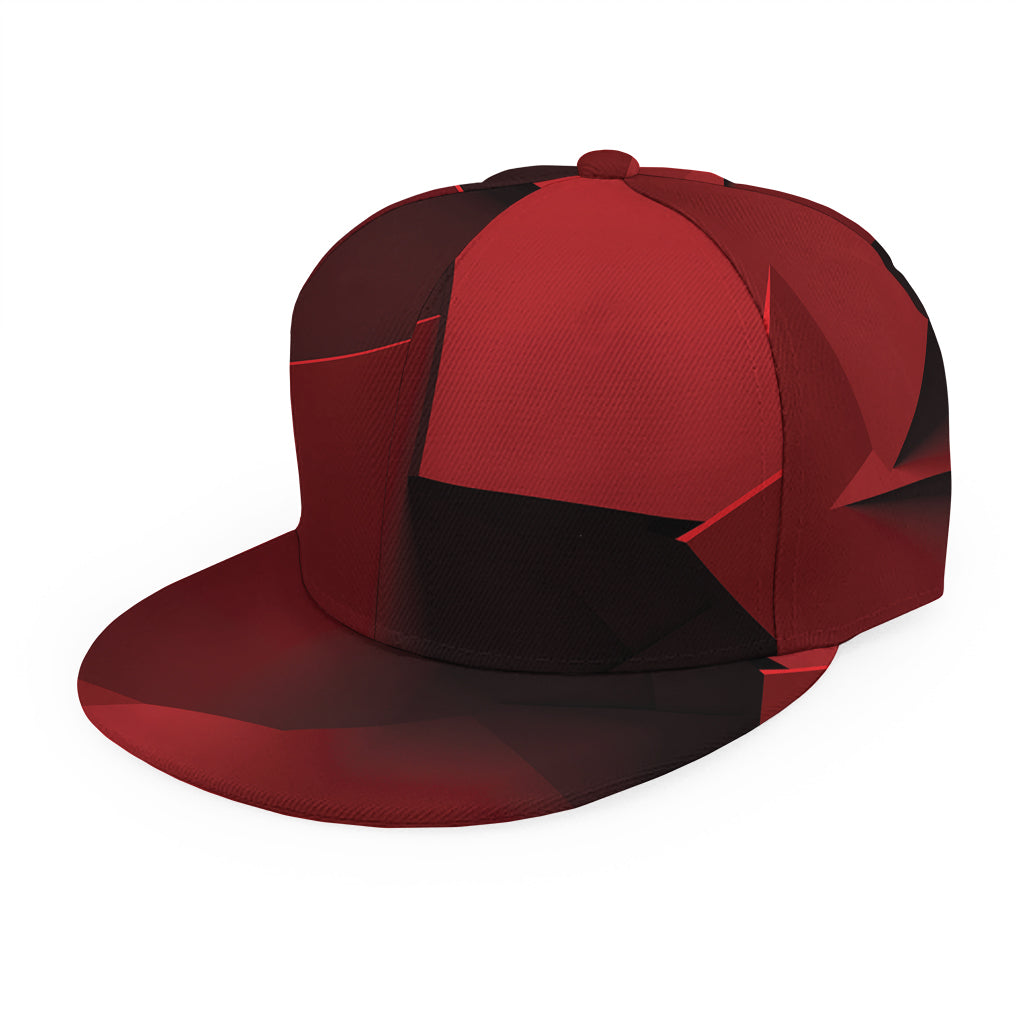 Red Geometric Print Snapback Cap