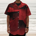 Red Geometric Print Textured Short Sleeve Shirt