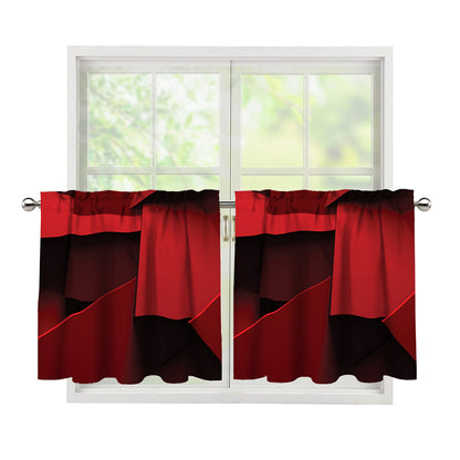 Red Geometric Print Tier Curtains