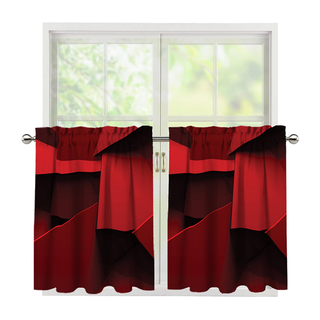 Red Geometric Print Tier Curtains