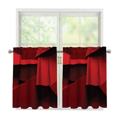 Red Geometric Print Tier Curtains