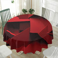Red Geometric Print Waterproof Round Tablecloth
