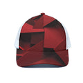 Red Geometric Print White Mesh Trucker Hat