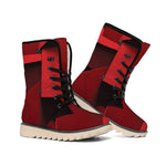 Red Geometric Print Winter Boots