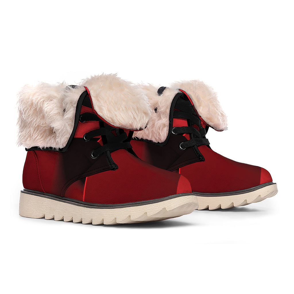 Red Geometric Print Winter Boots