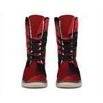 Red Geometric Print Winter Boots