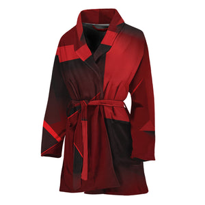 Red Geometric Print Women's Bathrobe