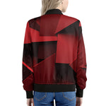 Red Geometric Print Women's Bomber Jacket