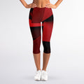Red Geometric Print Women's Capri Leggings